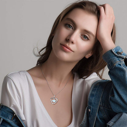 925 Sterling Silver Heart Necklace I Love You to the Moon and Back Pendant Sun Star Moon Necklace Jewelry for Women with Gifts Box